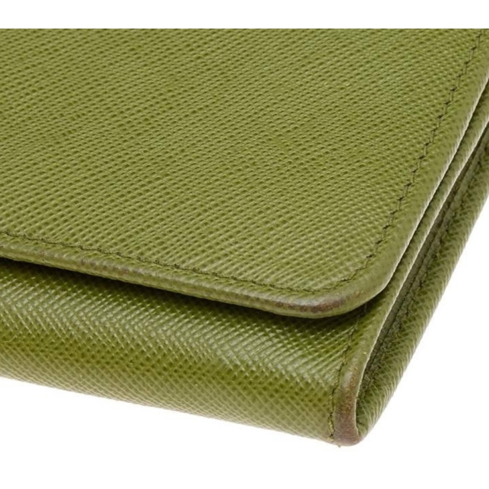 Prada Saffiano Long Snap Wallet- Green - Picture 7 of 9